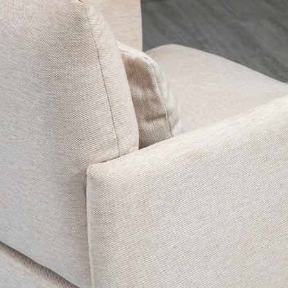 Modern Upholstered Armchair with Extra Cushion, Linen Effect Fabric and Steel, 73x81x82 cm, Cream White