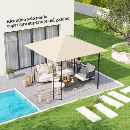 Garden Gazebo Cover 3x3m with 8 Drainage Holes, Oxford Fabric Canopy 600D Water-Resistant 370g/m², UV30+, Cream White