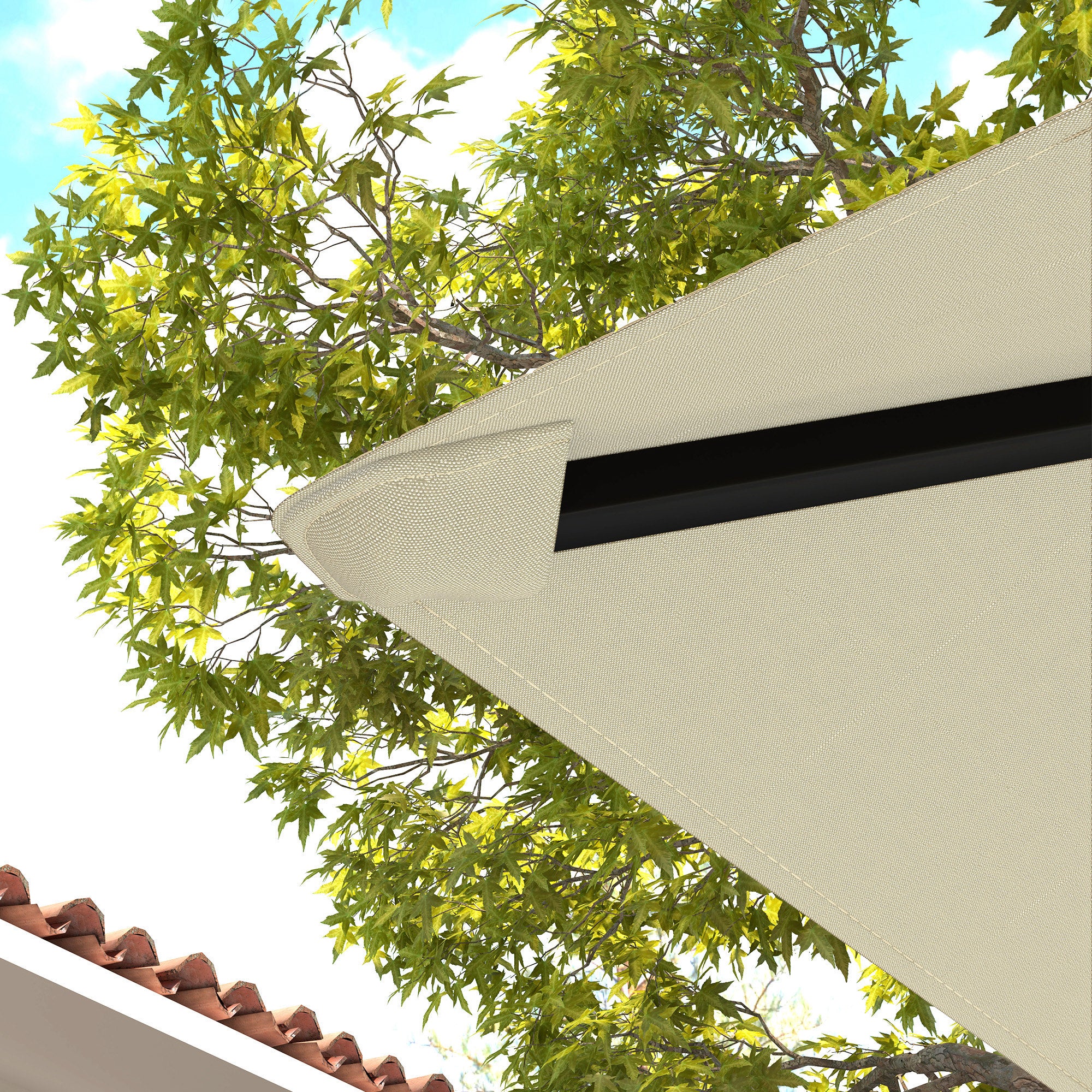 Garden Gazebo Cover 3x3m with 8 Drainage Holes, Oxford Fabric Canopy 600D Water-Resistant 370g/m², UV30+, Cream White