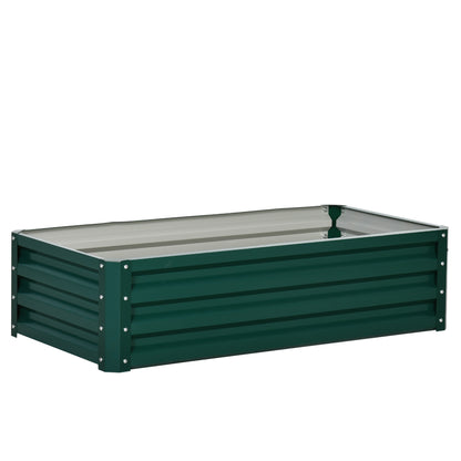 Raised Galvanized Steel Planter Urban Garden for Growing Plants Flowers Herbs Outdoor Rectangular Planter with Open Bottom 120x60x30.5 cm Green