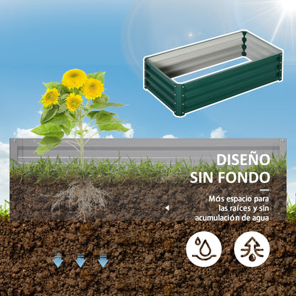 Raised Galvanized Steel Planter Urban Garden for Growing Plants Flowers Herbs Outdoor Rectangular Planter with Open Bottom 120x60x30.5 cm Green
