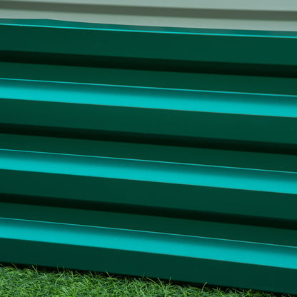 Raised Galvanized Steel Planter Urban Garden for Growing Plants Flowers Herbs Outdoor Rectangular Planter with Open Bottom 120x60x30.5 cm Green