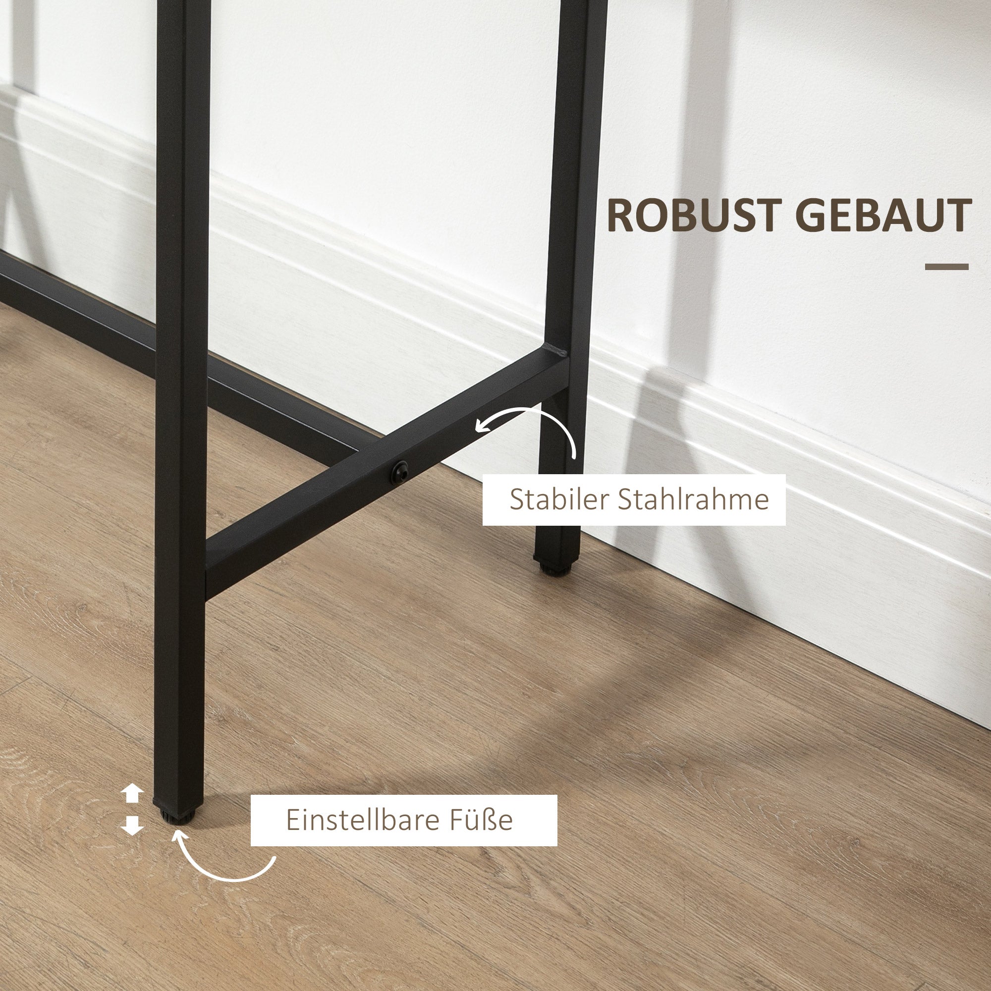 3-Piece Dining Group Bar Table with 2 Chairs Dining Set Bar Table Set for Kitchen Dining Room Bistro Industrial Design Particle Board Steel Frame Natural Wood+Black 80 x 50 x 85 cm