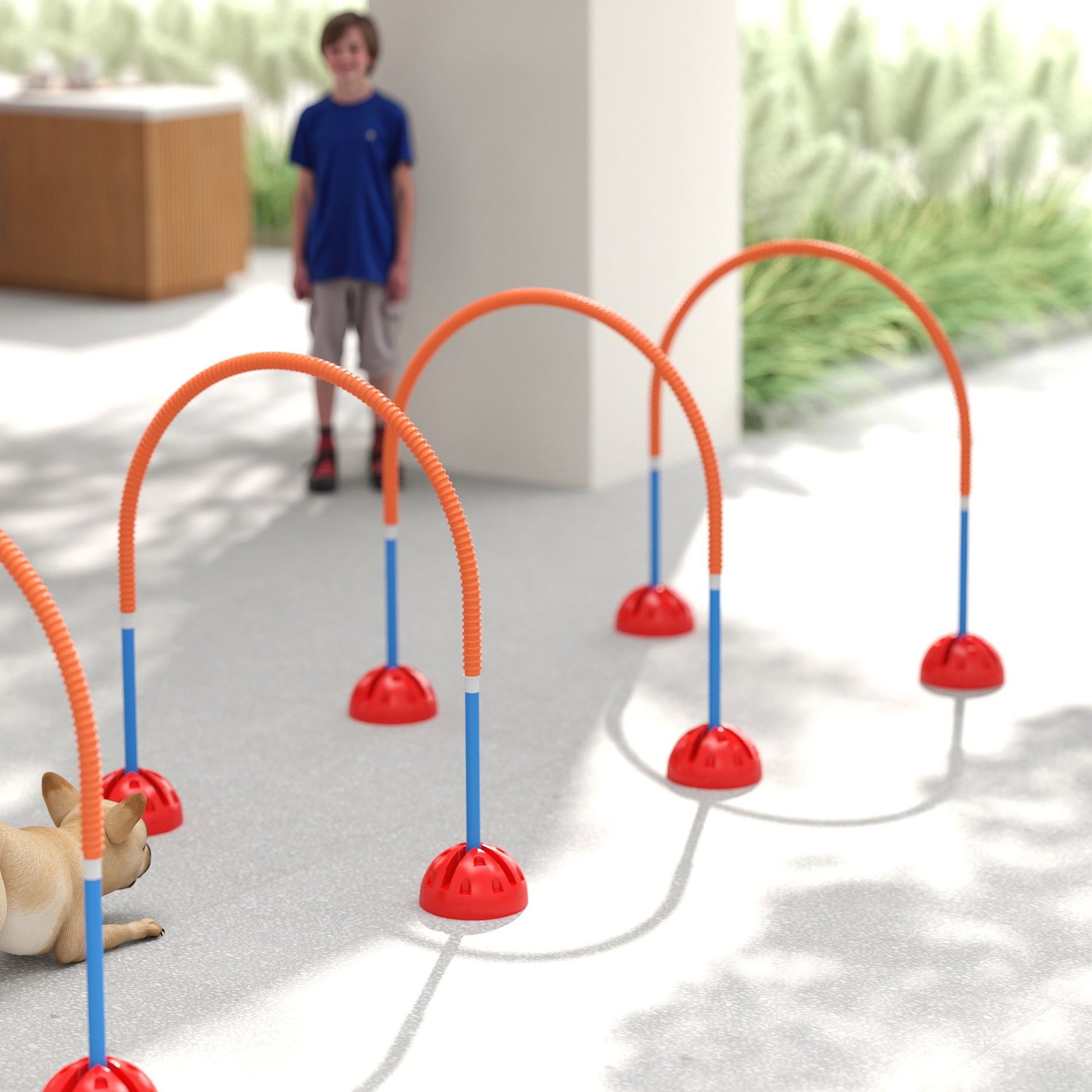 Agility Set Dog 4-piece Fillable Agility Equipment for Dog Training Hurdle Set with Adjustable Agility Doors Carry Bag Training Accessories Coordination Training for Games Training