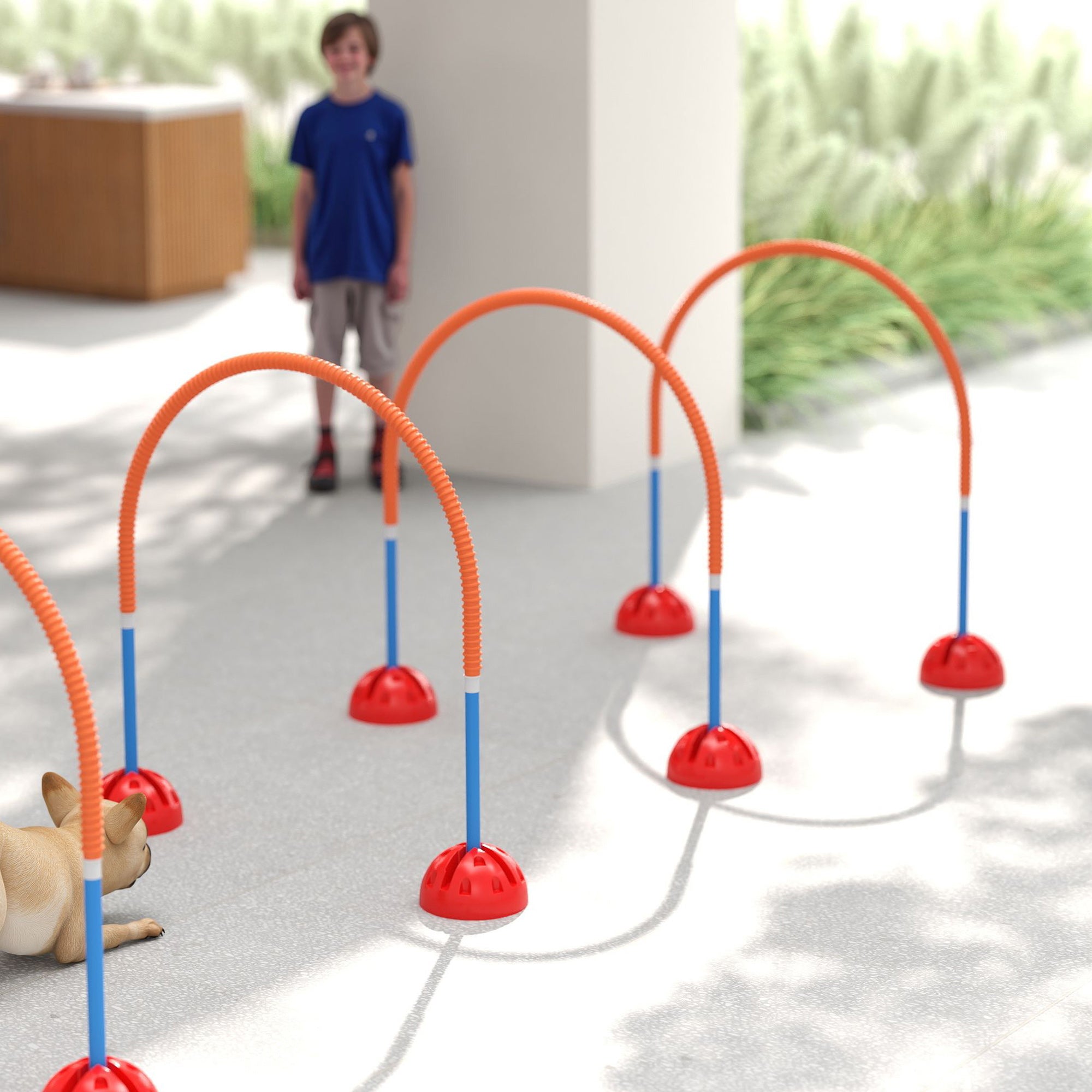 Agility Set Dog 4-piece Fillable Agility Equipment for Dog Training Hurdle Set with Adjustable Agility Doors Carry Bag Training Accessories Coordination Training for Games Training