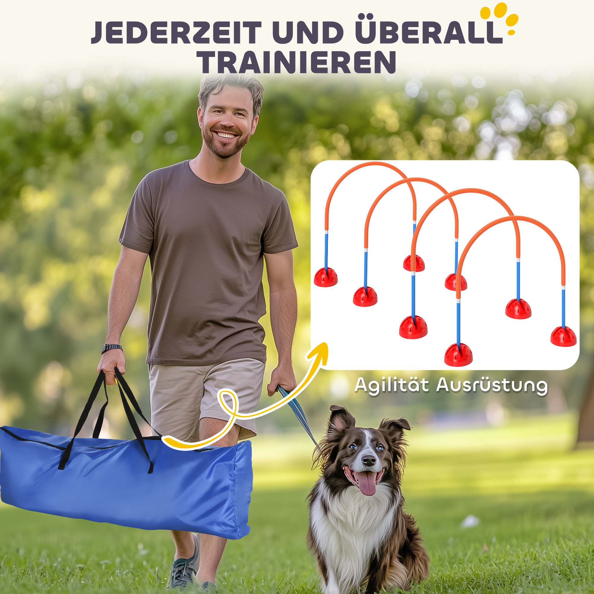 Agility Set Dog 4-piece Fillable Agility Equipment for Dog Training Hurdle Set with Adjustable Agility Doors Carry Bag Training Accessories Coordination Training for Games Training