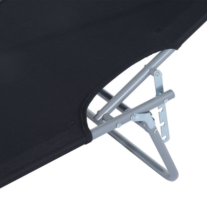 Folding Sun Lounger with Sun Protection Recliner with 4-Position Adjustable Backrest Camping Lounger Loadable up to 120kg for Garden, Balcony, and Pool, 6 Colors (Black)