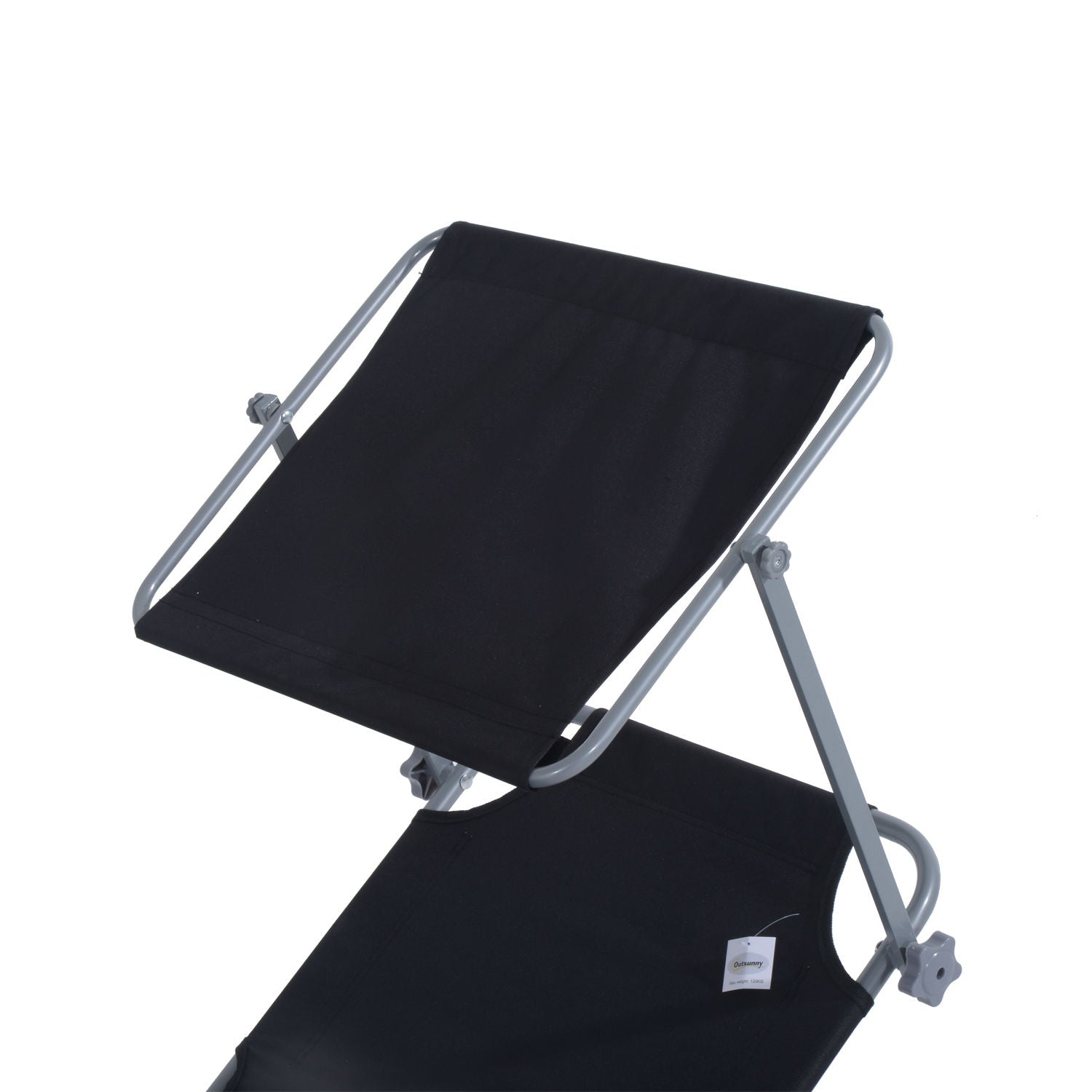 Folding Sun Lounger with Sun Protection Recliner with 4-Position Adjustable Backrest Camping Lounger Loadable up to 120kg for Garden, Balcony, and Pool, 6 Colors (Black)