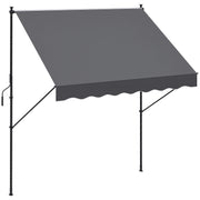 Retractable Manual Awning 200x1.75 m Exterior Terrace Roll-up Awning Adjustable Height with Crank 210-310 cm No Drill for Balcony Garden Gray