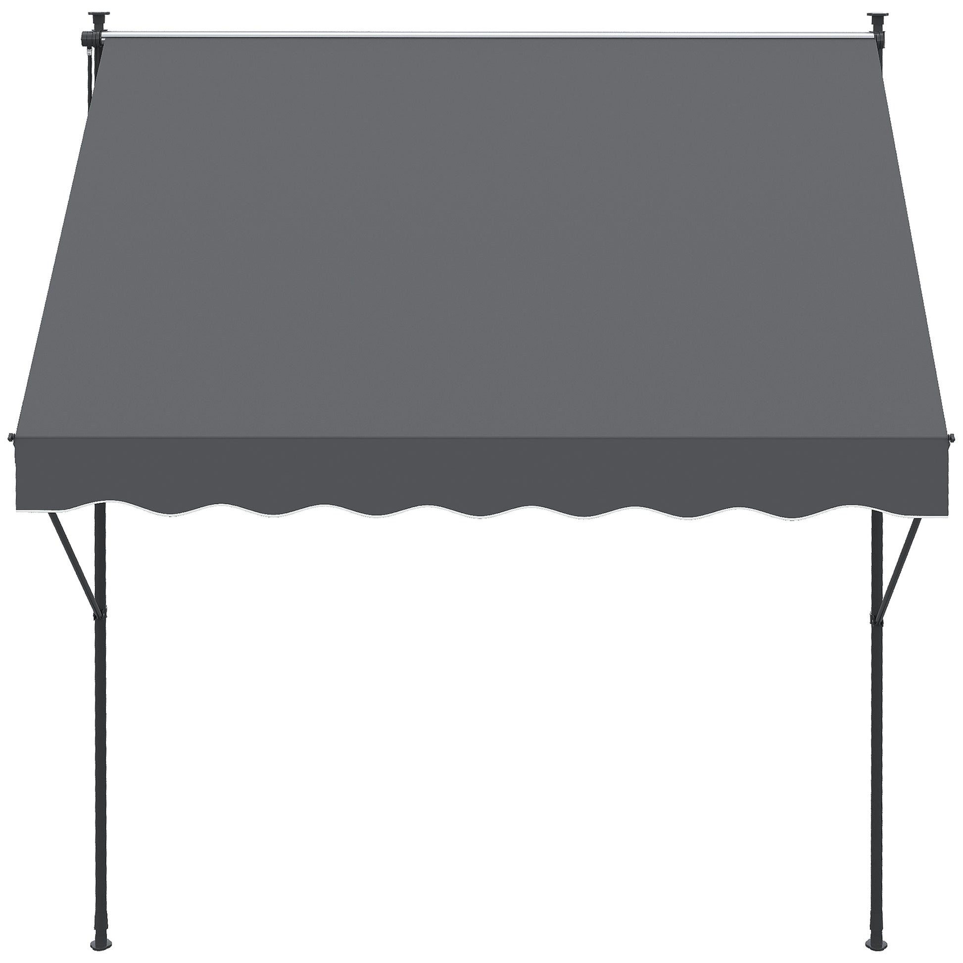Retractable Manual Awning 200x1.75 m Exterior Terrace Roll-up Awning Adjustable Height with Crank 210-310 cm No Drill for Balcony Garden Gray