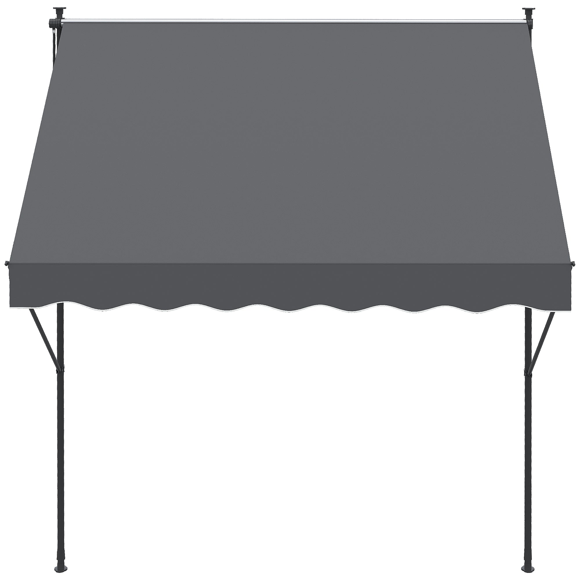 Retractable Manual Awning 200x1.75 m Exterior Terrace Roll-up Awning Adjustable Height with Crank 210-310 cm No Drill for Balcony Garden Gray