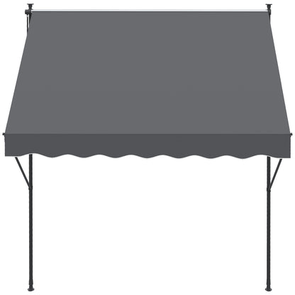 Retractable Manual Awning 200x1.75 m Exterior Terrace Roll-up Awning Adjustable Height with Crank 210-310 cm No Drill for Balcony Garden Gray
