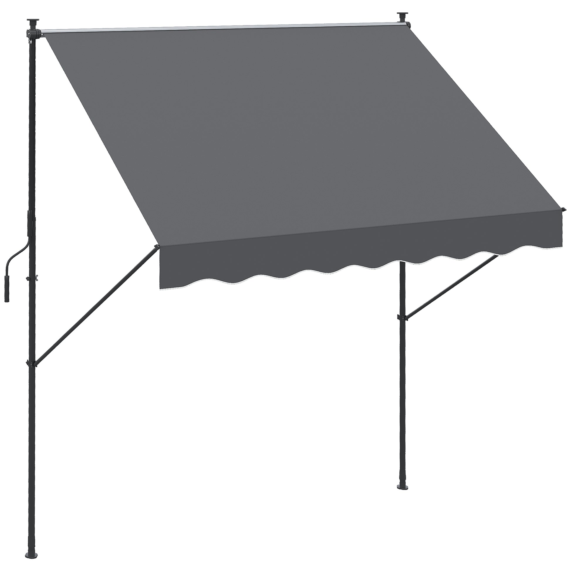 Retractable Manual Awning 200x1.75 m Exterior Terrace Roll-up Awning Adjustable Height with Crank 210-310 cm No Drill for Balcony Garden Gray