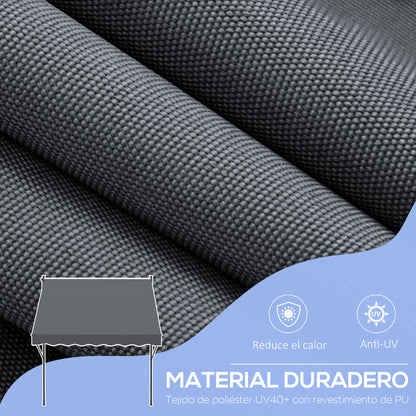 Retractable Manual Awning 200x1.75 m Exterior Terrace Roll-up Awning Adjustable Height with Crank 210-310 cm No Drill for Balcony Garden Gray