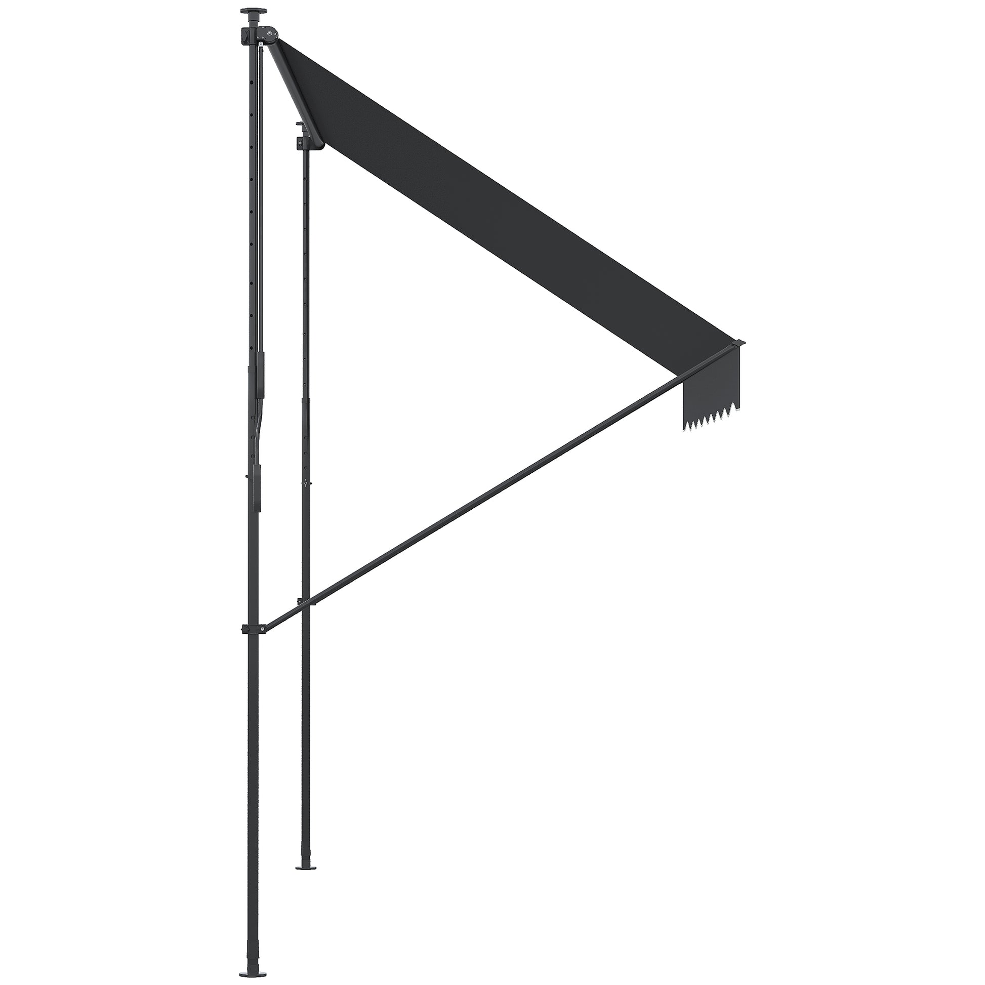 Retractable Manual Awning 200x1.75 m Exterior Terrace Roll-up Awning Adjustable Height with Crank 210-310 cm No Drill for Balcony Garden Gray