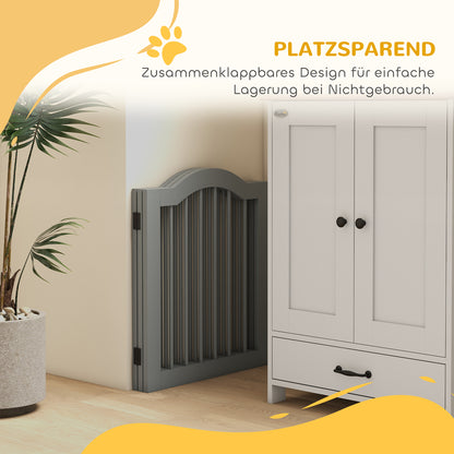 Dog Barrier 3-Panel, 154.5 x 61 cm Foldable Dog Gate with Door, Door Barrier with 2 Support Feet, Freestanding Stair Gate for Kitchen, Hallway, Light Gray