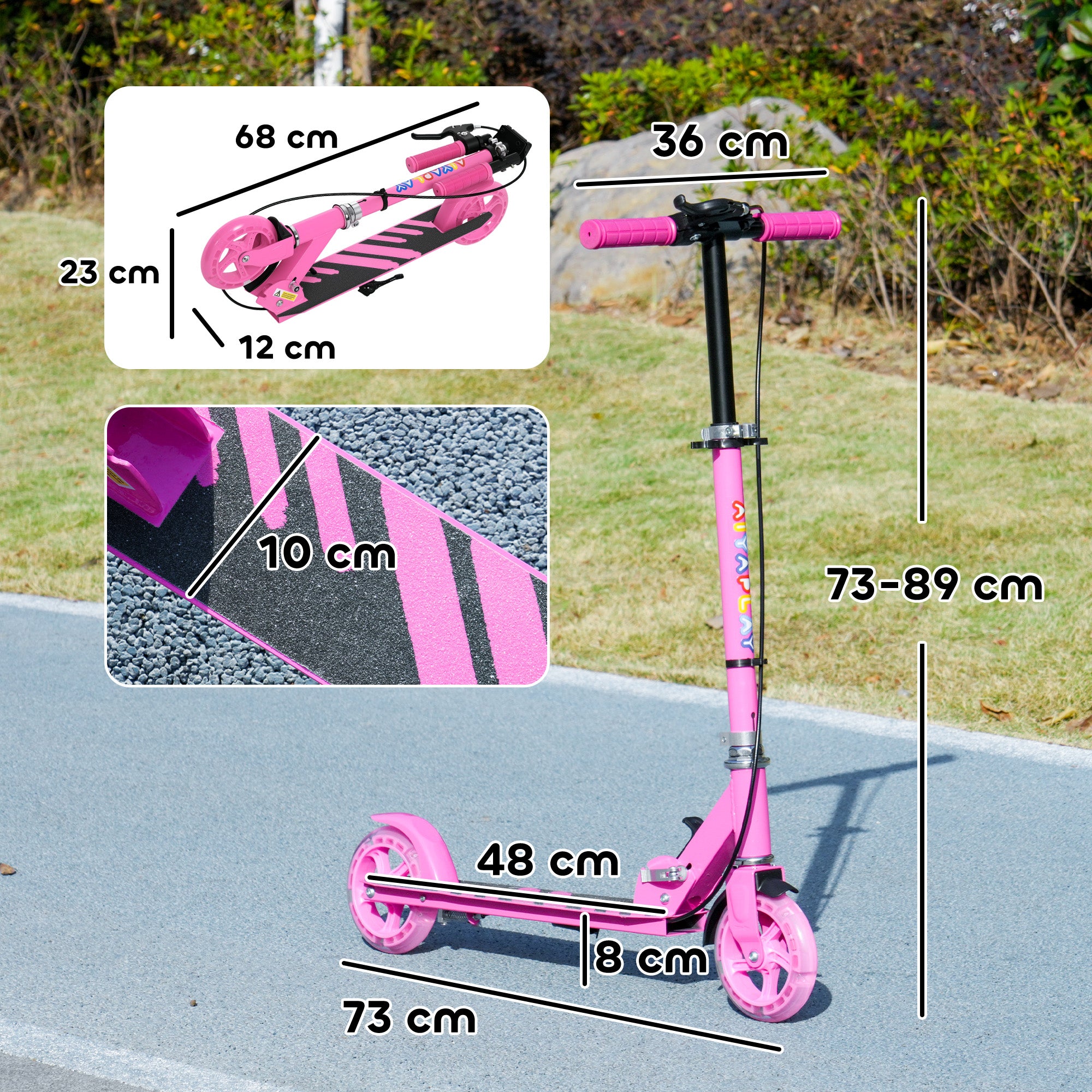 Kids Scooter with Light-Up Wheels, Brake, Foldable Children's Scooter Adjustable Height Push Scooter for Kids Teenagers 3-8 Years City Scooter up to 50 kg