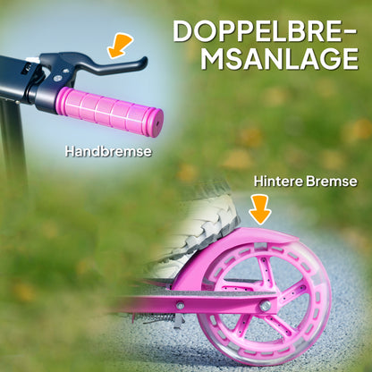 Kids Scooter with Light-Up Wheels, Brake, Foldable Children's Scooter Adjustable Height Push Scooter for Kids Teenagers 3-8 Years City Scooter up to 50 kg