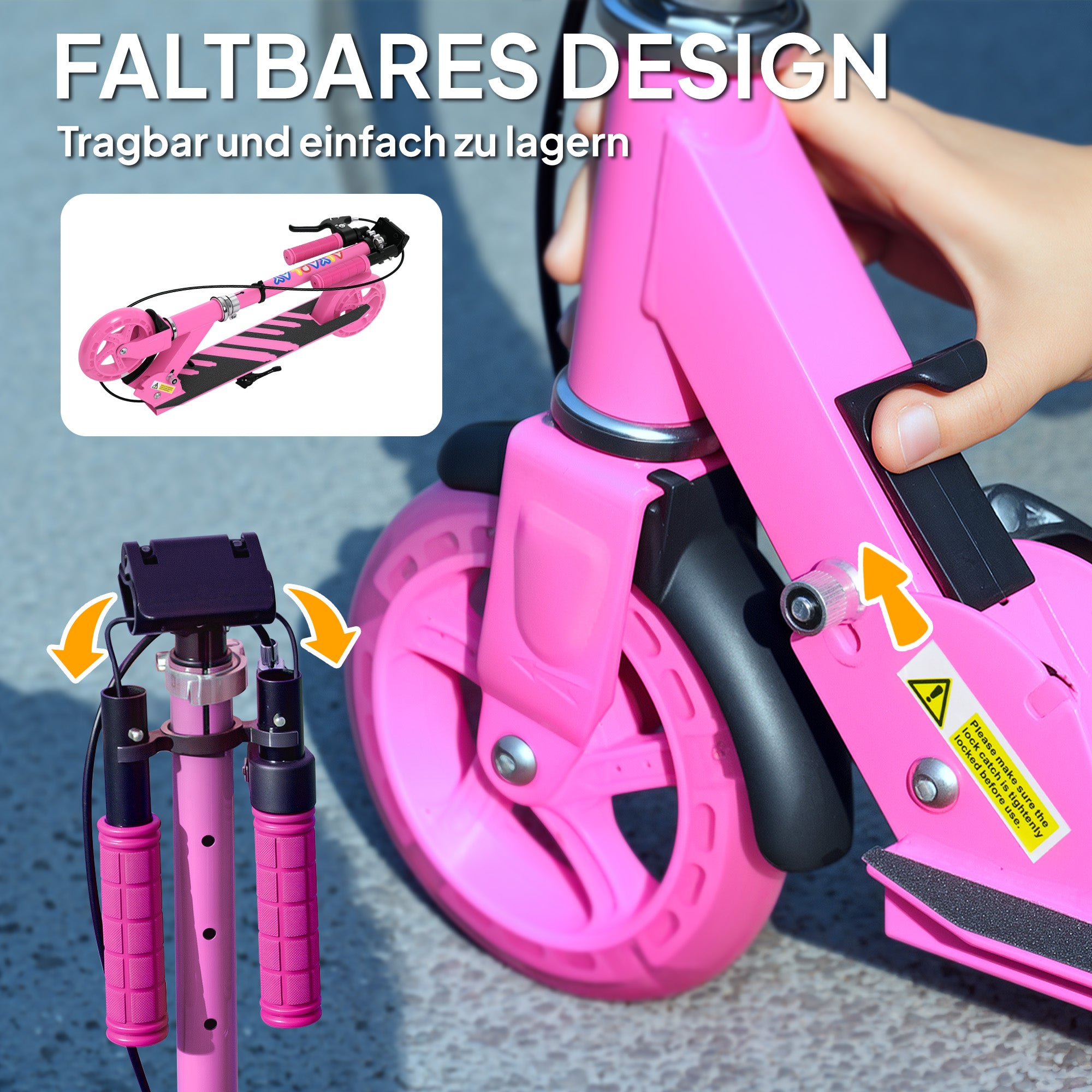 Kids Scooter with Light-Up Wheels, Brake, Foldable Children's Scooter Adjustable Height Push Scooter for Kids Teenagers 3-8 Years City Scooter up to 50 kg