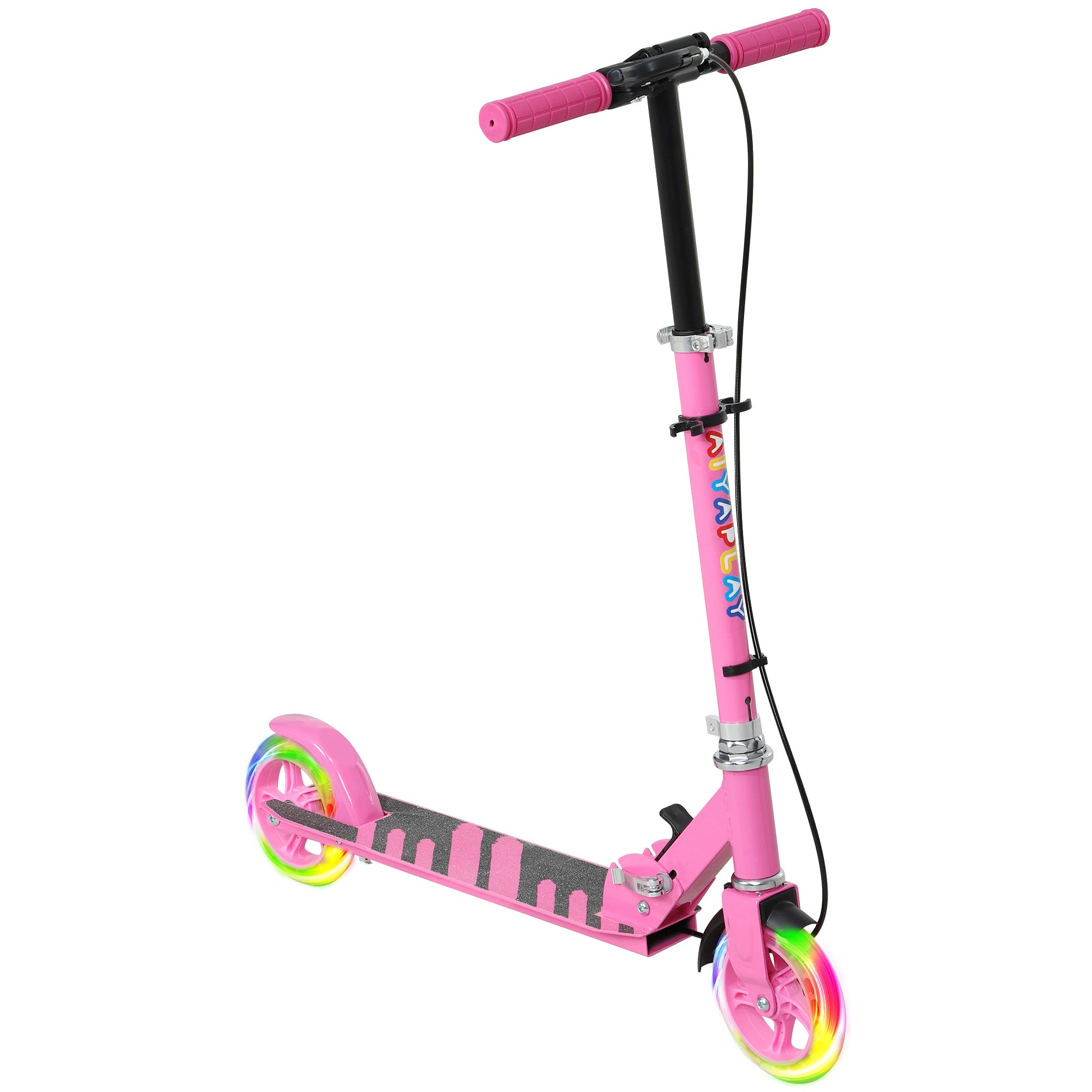 Kids Scooter with Light-Up Wheels, Brake, Foldable Children's Scooter Adjustable Height Push Scooter for Kids Teenagers 3-8 Years City Scooter up to 50 kg