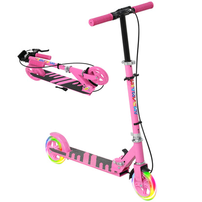 Kids Scooter with Light-Up Wheels, Brake, Foldable Children's Scooter Adjustable Height Push Scooter for Kids Teenagers 3-8 Years City Scooter up to 50 kg