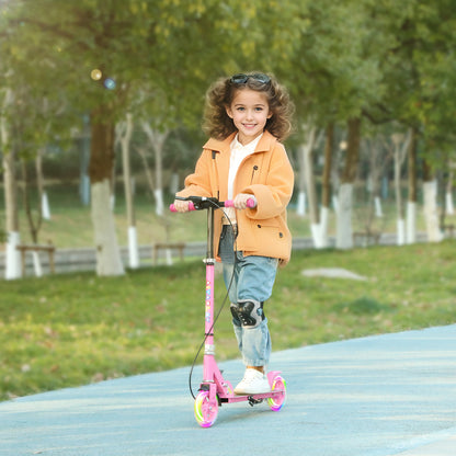 Kids Scooter with Light-Up Wheels, Brake, Foldable Children's Scooter Adjustable Height Push Scooter for Kids Teenagers 3-8 Years City Scooter up to 50 kg