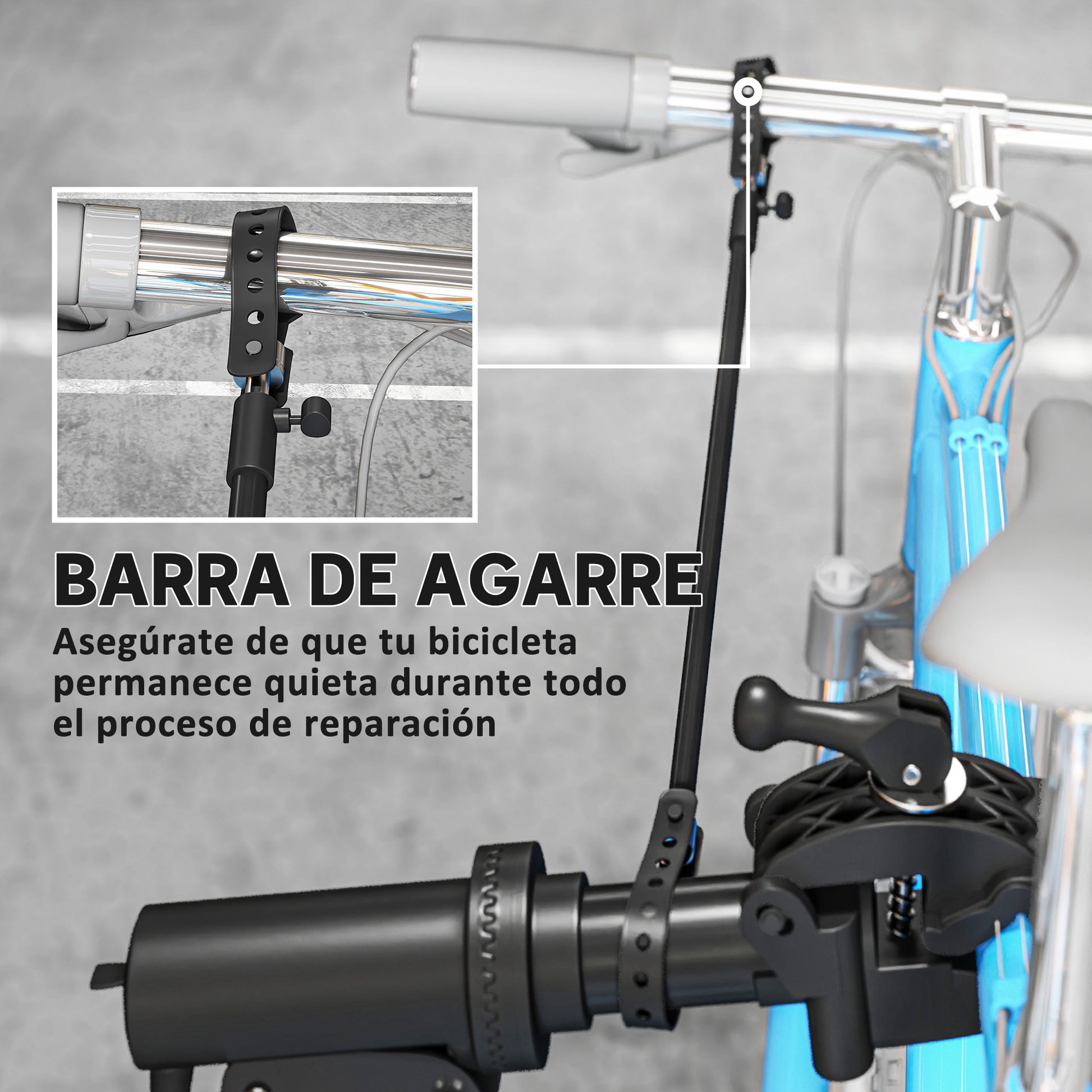 Bike Repair Stand Bicycle Workstand with Magnetic Tool Tray Adjustable Height 107-160 cm 360° Swivel Load 40 kg Black