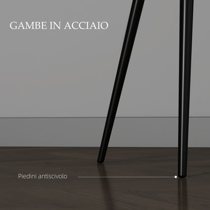 Set of 2 Upholstered Nordic Style Dining Chairs, Kitchen Chairs in Fabric, Armchair with Armrests and Steel Legs for Living Room, 54x57x80 cm, Dark Grey