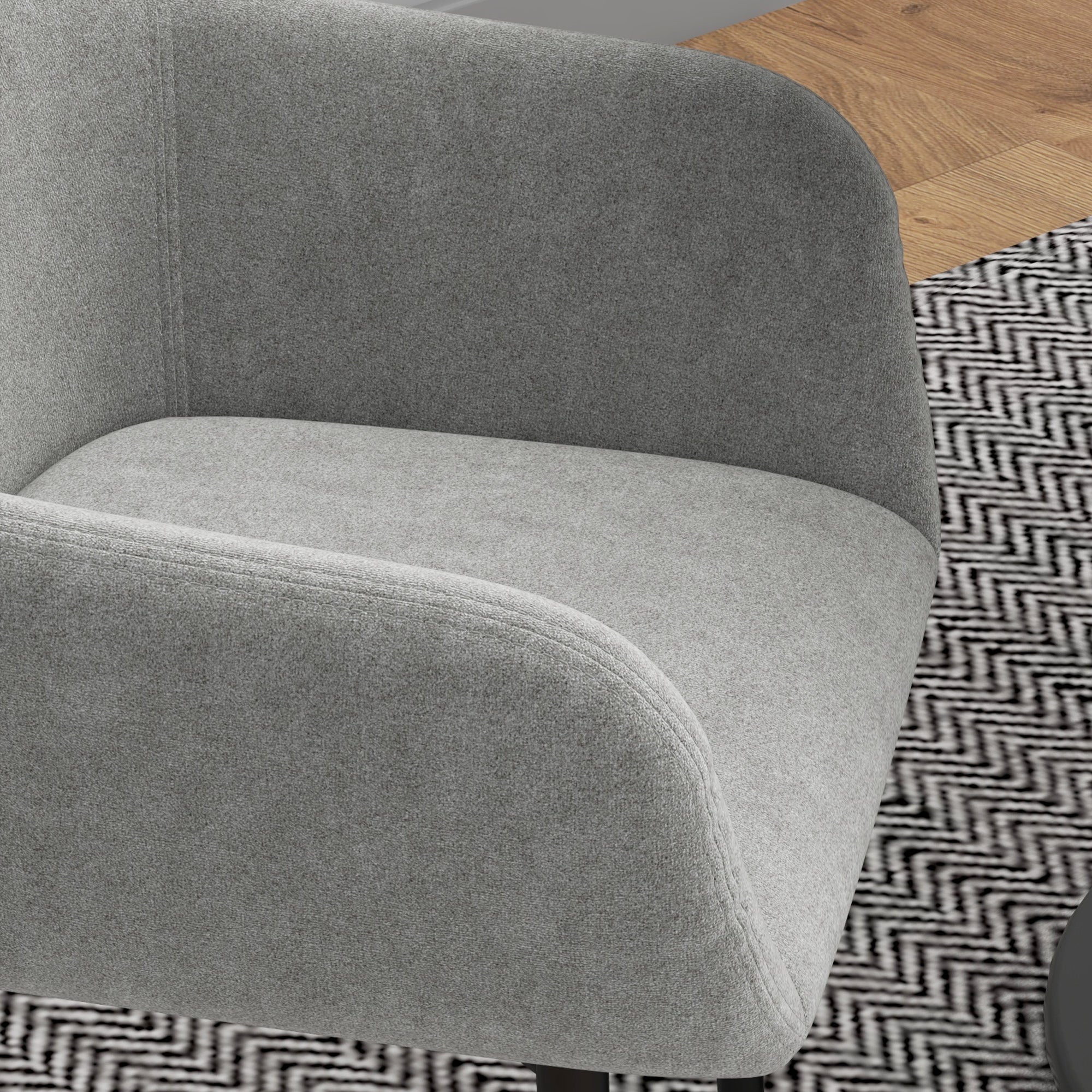 Set of 2 Upholstered Nordic Style Dining Chairs, Kitchen Chairs in Fabric, Armchair with Armrests and Steel Legs for Living Room, 54x57x80 cm, Dark Grey