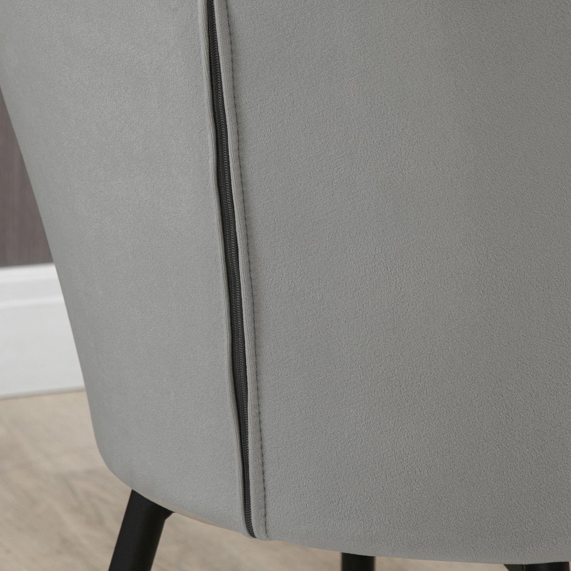 Set of 2 Upholstered Nordic Style Dining Chairs, Kitchen Chairs in Fabric, Armchair with Armrests and Steel Legs for Living Room, 54x57x80 cm, Dark Grey
