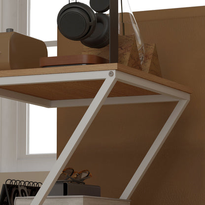 Set of 2 Side Tables for Living Room Z-Shaped End Tables with Drawer and Compartment Side Table for Living Room Bedroom 40x35x50 cm Natural Wood