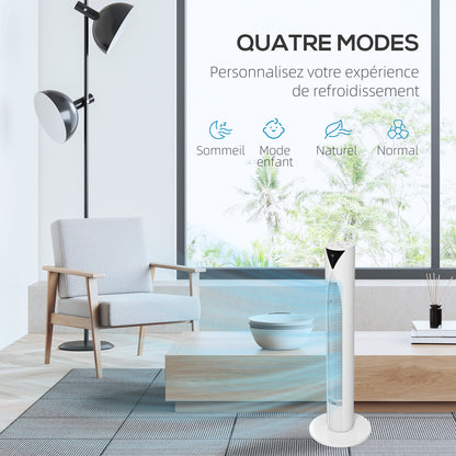 Column Fan, with Remote Control, 12-Hour Timer, Sleep Mode, 3 Speeds, Oscillating Tower Fan for Home, Bedroom, Office, White