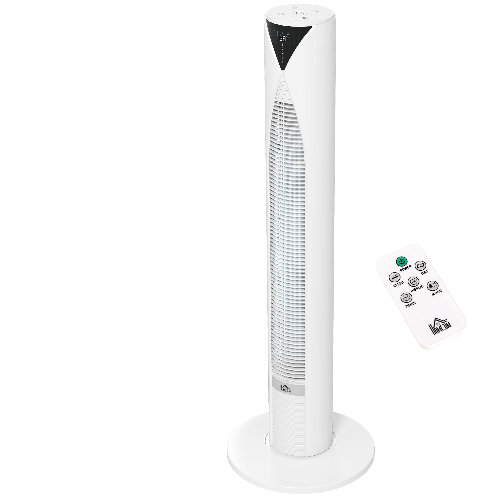 Column Fan, with Remote Control, 12-Hour Timer, Sleep Mode, 3 Speeds, Oscillating Tower Fan for Home, Bedroom, Office, White