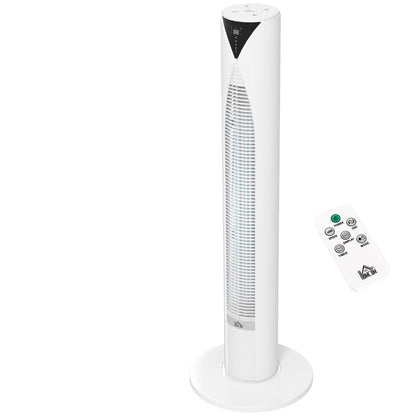 Column Fan, with Remote Control, 12-Hour Timer, Sleep Mode, 3 Speeds, Oscillating Tower Fan for Home, Bedroom, Office, White