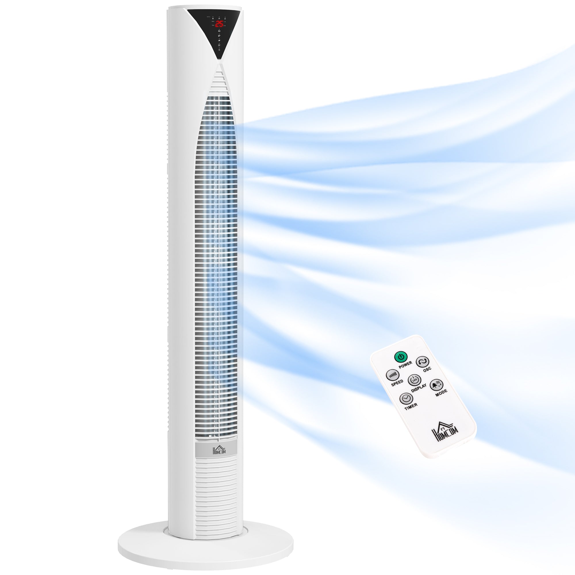 Column Fan, with Remote Control, 12-Hour Timer, Sleep Mode, 3 Speeds, Oscillating Tower Fan for Home, Bedroom, Office, White