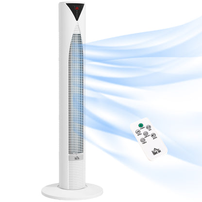 Column Fan, with Remote Control, 12-Hour Timer, Sleep Mode, 3 Speeds, Oscillating Tower Fan for Home, Bedroom, Office, White