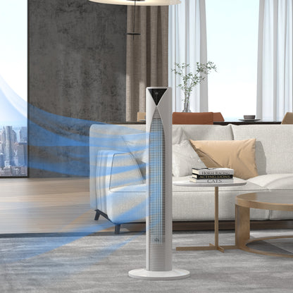 Column Fan, with Remote Control, 12-Hour Timer, Sleep Mode, 3 Speeds, Oscillating Tower Fan for Home, Bedroom, Office, White