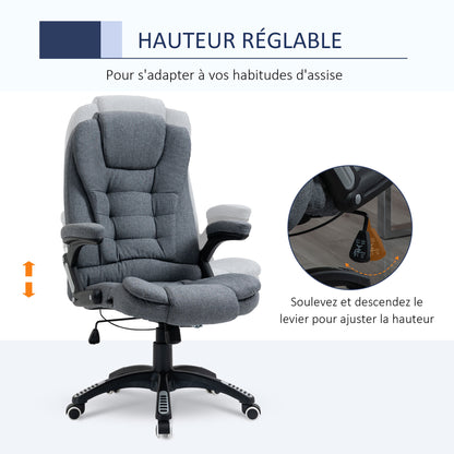 Ergonomic Reclining Office Chair Computer Chair Swivel Adjustable Height Padded Armrest Gray