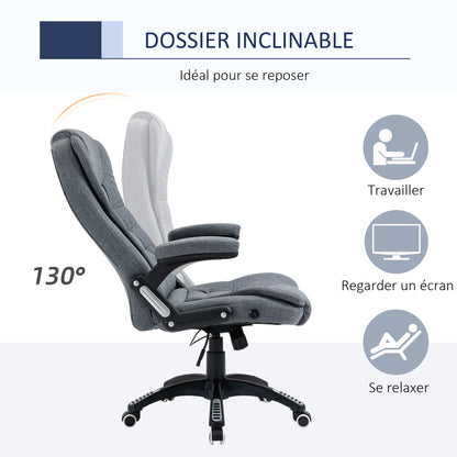 Ergonomic Reclining Office Chair Computer Chair Swivel Adjustable Height Padded Armrest Gray