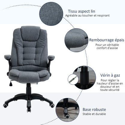 Ergonomic Reclining Office Chair Computer Chair Swivel Adjustable Height Padded Armrest Gray