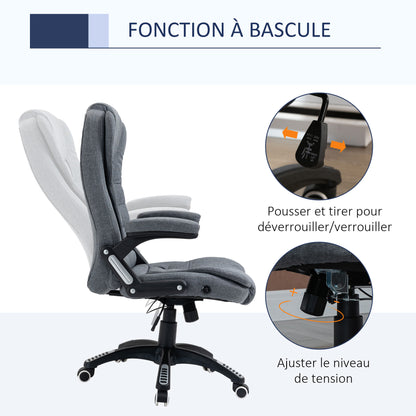 Ergonomic Reclining Office Chair Computer Chair Swivel Adjustable Height Padded Armrest Gray