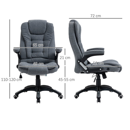 Ergonomic Reclining Office Chair Computer Chair Swivel Adjustable Height Padded Armrest Gray
