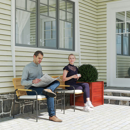 3-Piece Outdoor Garden Set with 2 Chairs with Removable Washable Cushions and Patio Table with Resistant Metal Top for Balcony Patio Natural and Cream