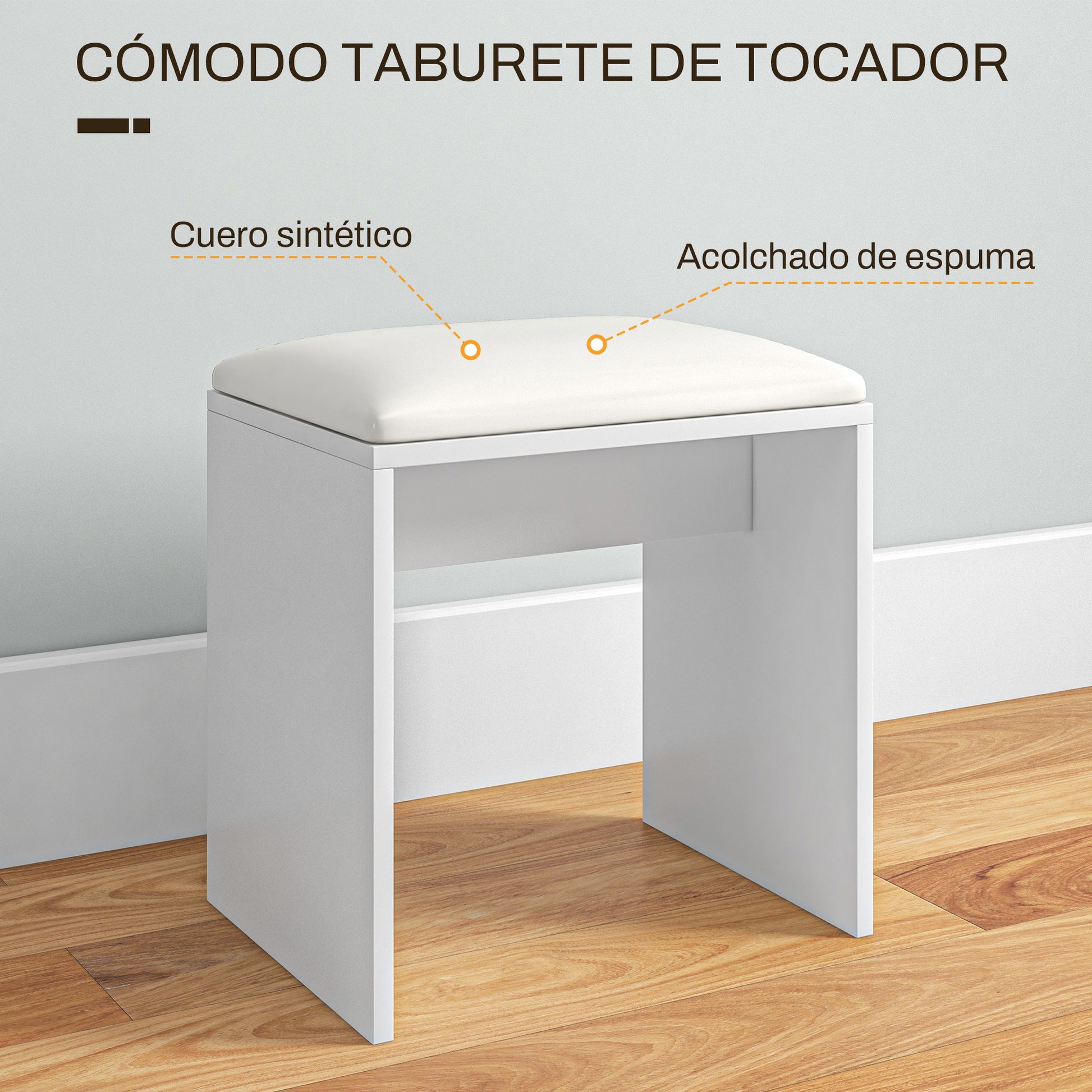 Makeup Vanity with Stool Makeup Table with Mirror Open Shelves Drawer and Adjustable Shelf Anti-Tip for Bedroom Living Room 80x40x132 cm White