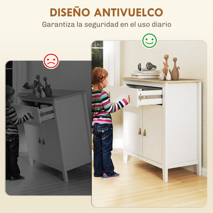 2-Door Sideboard Modern Living Room Sideboard with Drawer Adjustable Shelf and PU Handles Auxiliary Furniture for Dining Room Hallway 31.5x15.7x35.4 inches White and Oak