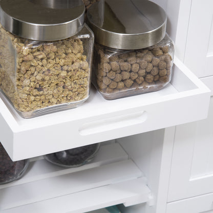 Kitchen Trolley Serving Trolley with 3 Drawers, Kitchen Cart with 3 Levels, Storage Trolley with Worktop, for Kitchen, White, 67 x 37 x 85 cm