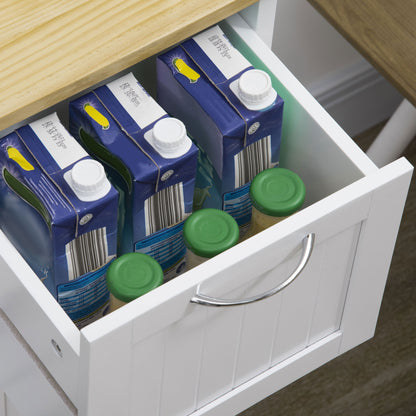 Kitchen Trolley Serving Trolley with 3 Drawers, Kitchen Cart with 3 Levels, Storage Trolley with Worktop, for Kitchen, White, 67 x 37 x 85 cm