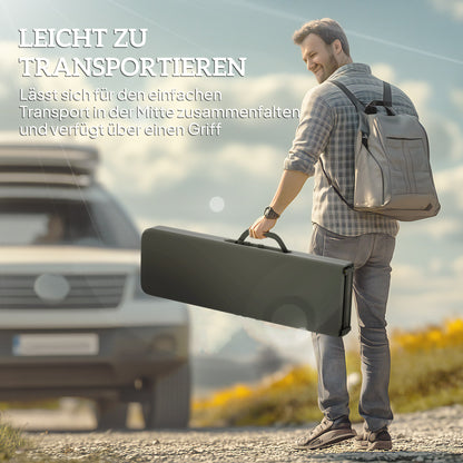 2-Piece Beer Tent Bench Folding Bench for 8 People 182cm Foldable Party Bench with Carrying Handle, Metal Legs, HDPE Weatherproof Camping Bench for Indoor, Outdoor, Garden Bench Up to 240 kg Load Black