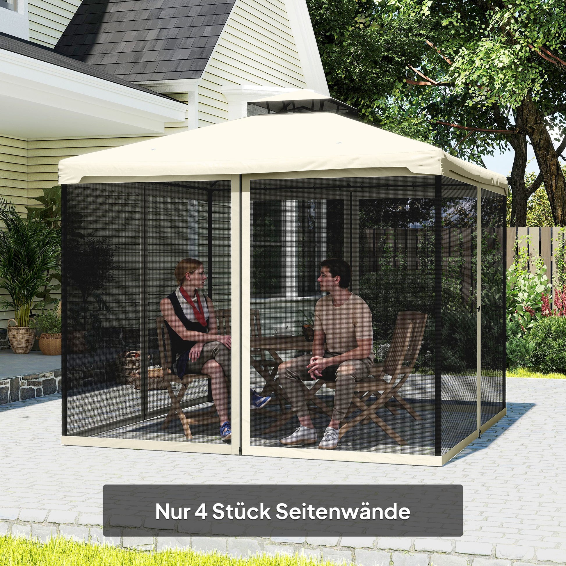 Mosquito Net for 3x3 Pavilion 4 Side Panels Fly Net with Hooks Zipper Mosquito Net Insect Protection Fly Screen Nylon Mesh Black