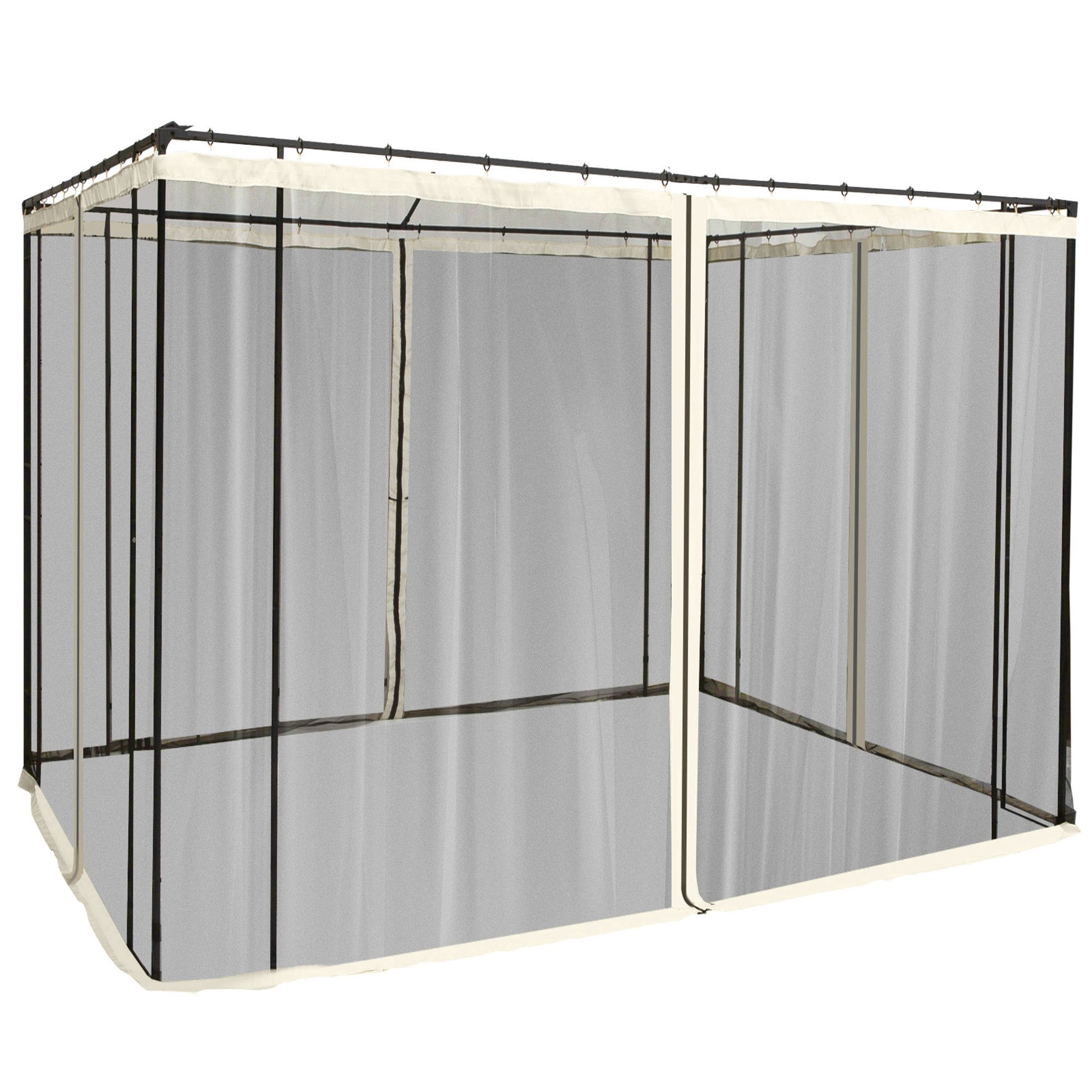 Mosquito Net for 3x3 Pavilion 4 Side Panels Fly Net with Hooks Zipper Mosquito Net Insect Protection Fly Screen Nylon Mesh Black